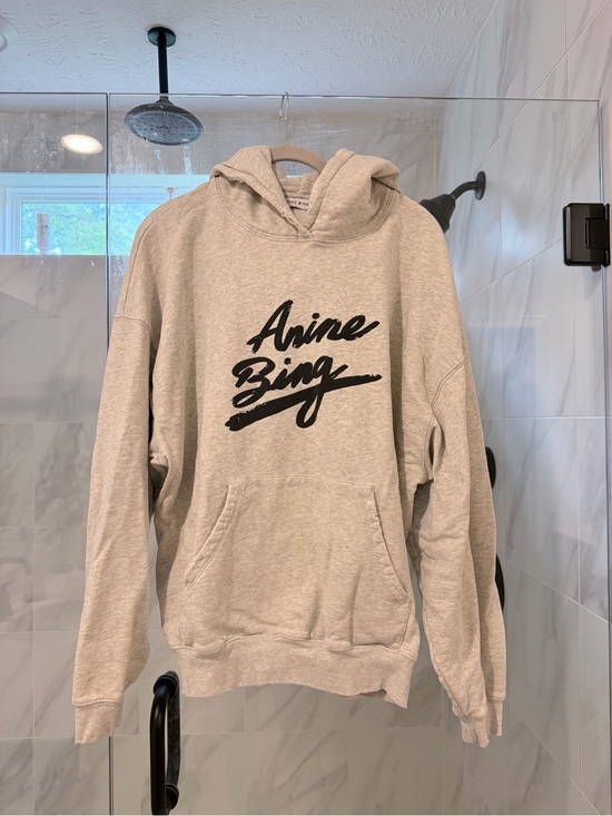 Anine Bing Tops - Anine Bing Light Gray Logo Hoodie